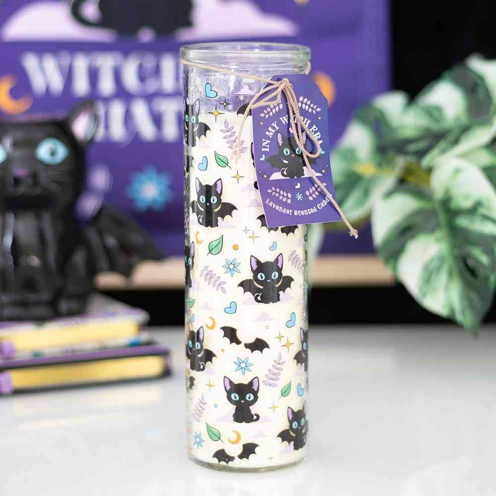 Something Different - Cute and Creepy Cat Print Lavender Tube Geurkaars - Multicolours